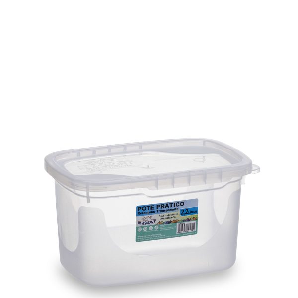 Pote Pratico Retangular 2,2L Transparent- Plasmont