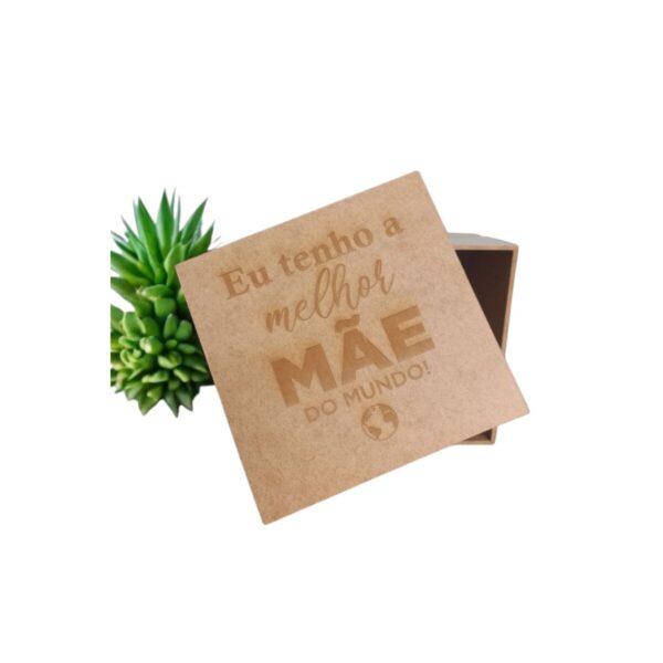 Caixa de MDF Presente para Mãe 15x15x5 cm  Lembrancinha Decorativa Artesanal