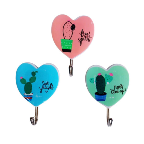 Kit  3 Ganchos Adesivos Coração