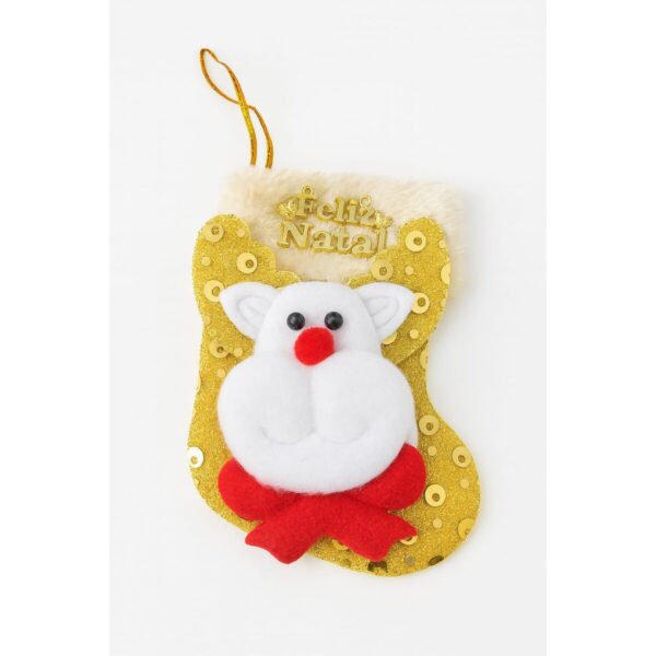 Meia Natalina Decorativa de Feltro e Paetês