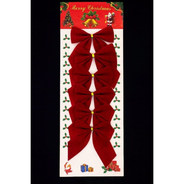 Kit 6 Laços Natalinos Decorativos em Tecido Aveludado