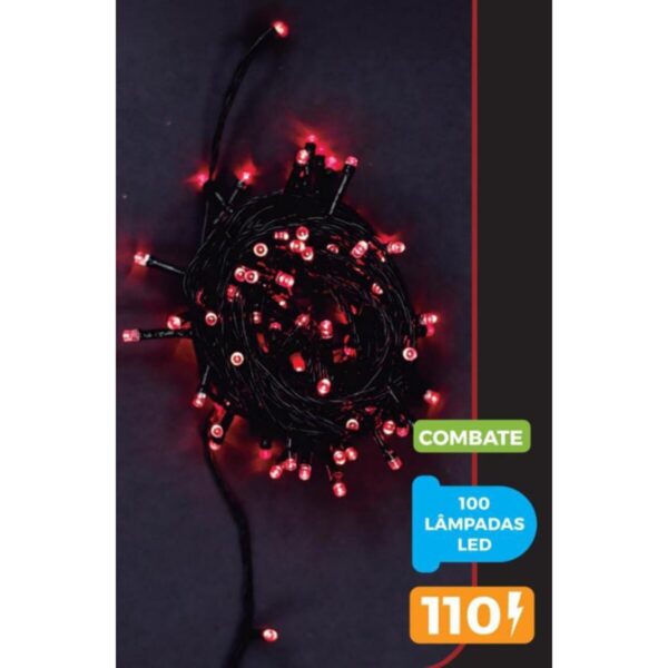 Pisca-Pisca LED vermelho 10m com 100 Lâmpadas