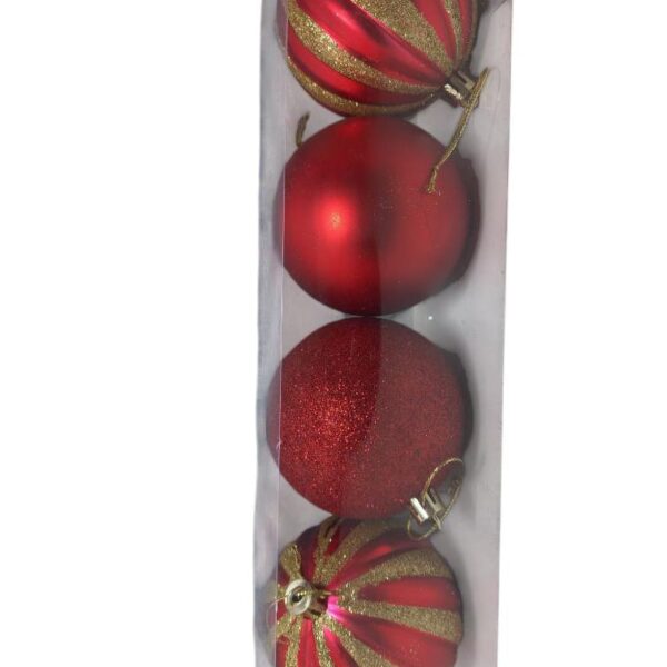 Kit de Bolas de Natal 8 cm - 4 Peças