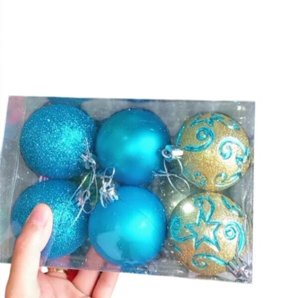Kit 6 Bolas de Natal 6cm Azul – Enfeites Natalinos para Árvore de Natal