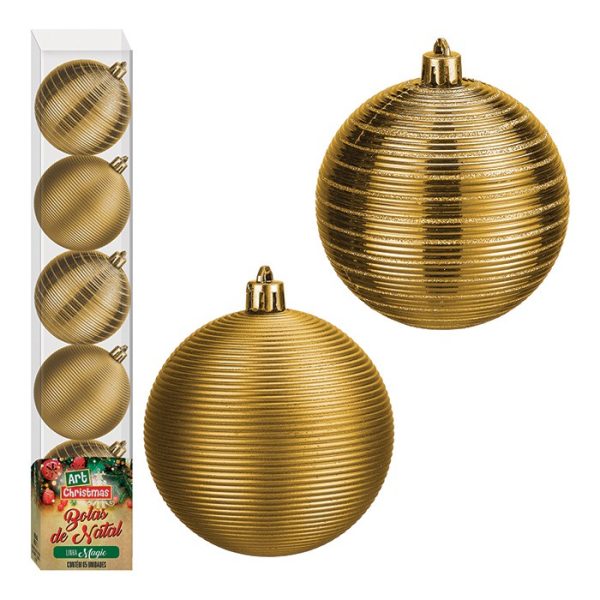 Bola Tb Magic 8Cm 5Pcs Dourada - Zein