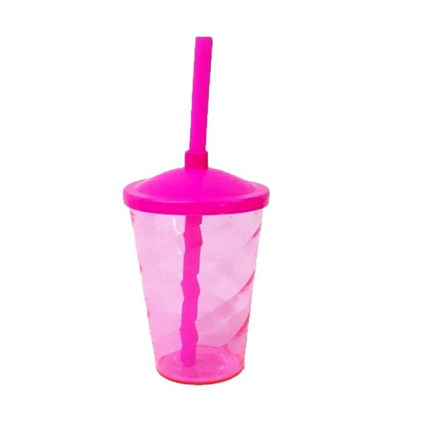 Copo Fest 400 Ml C/ Tampa E Canudo - Rosa