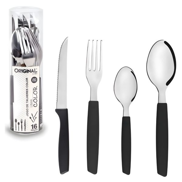 Sl0192 - Jogo De Talheres Color 20/Pcs - Preto