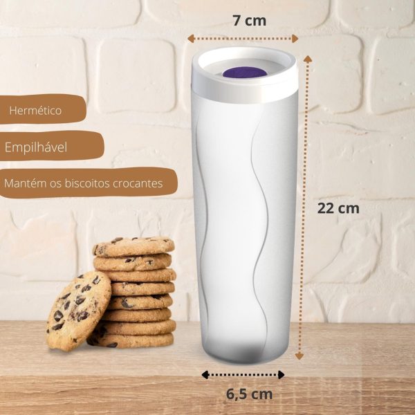 Pote Para Biscoito Hermético De Plastico Com Tampa 600ml