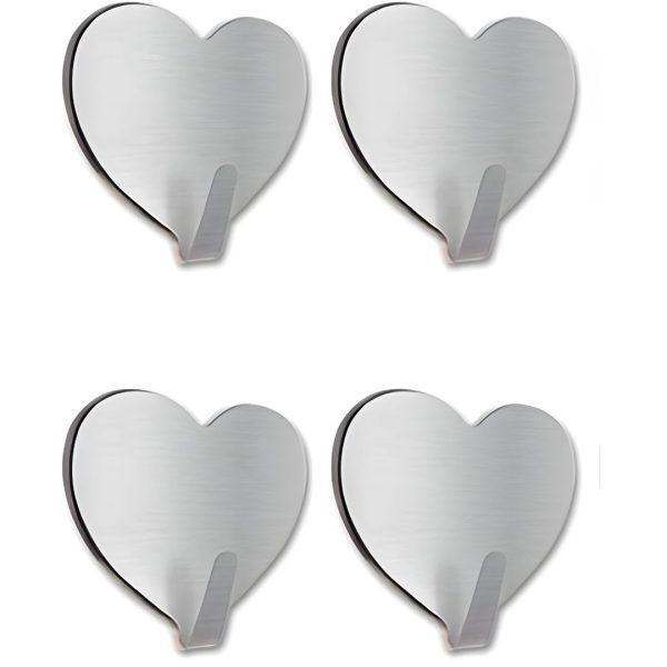 Cabide Auto Colante Inox c/4 un Coracao mg2810 7892017108526