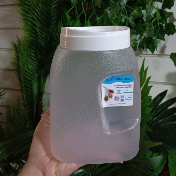 Pote Hermetico Para Alimento De Plastico Com Tampa Rosca 2,1 litros