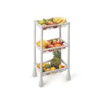 Fruteira Organizadora Retangular 3 Partes De Plastico - Branco E Preto - Imagem 5