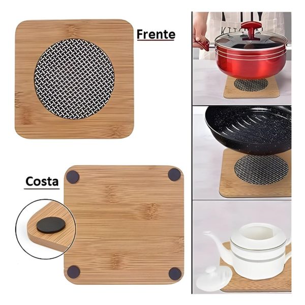 Descanso De Panela Quad. C/Tela Madeira - Zein