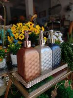 Porta Sabonete Liquido Vidro 500Ml Escamas 19X7,5Cm