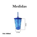 Copo Twister 400ml Com Tampa E Canudo Azul - Imagem 3