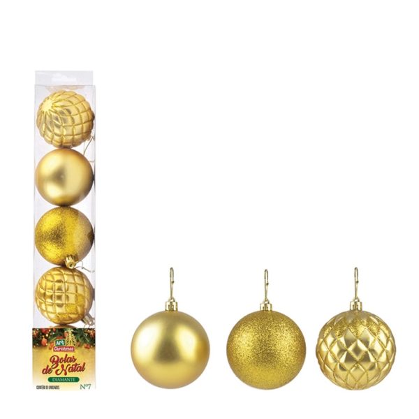 Bola Tb Diamante 7Cm 5Pcs Dour