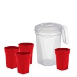 Jarra Transparente C/4 Copos coloridos- Plasmont - Imagem 2