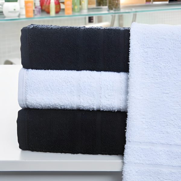 Toalhas De Rosto Profissional 100% Algodão - Preto, Branco
