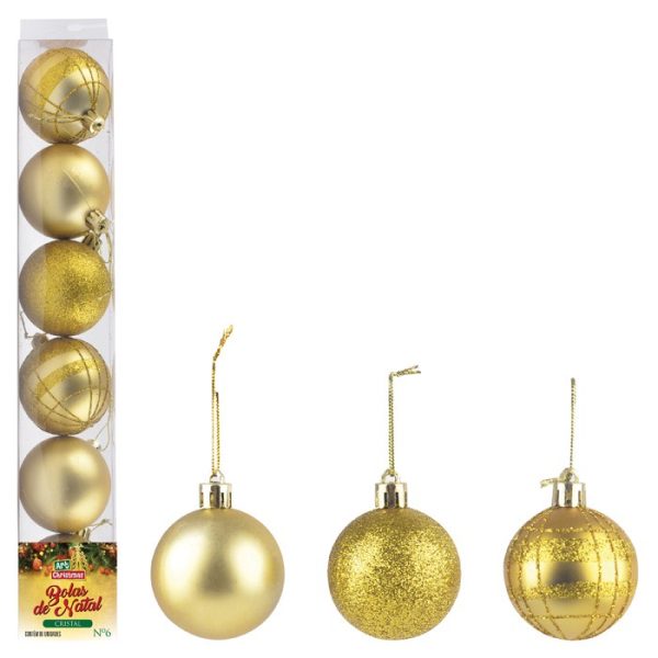 Bola Tb Cristal 6Cm 6Pcs Doura
