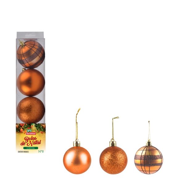 Bola Tb Cristal 8Cm 4Pcs Bronz
