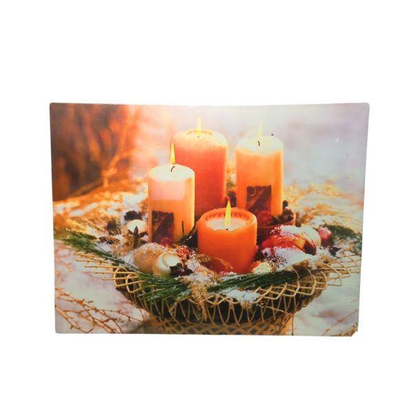 Quadro Velas Vermelha C 5 Led 40X30