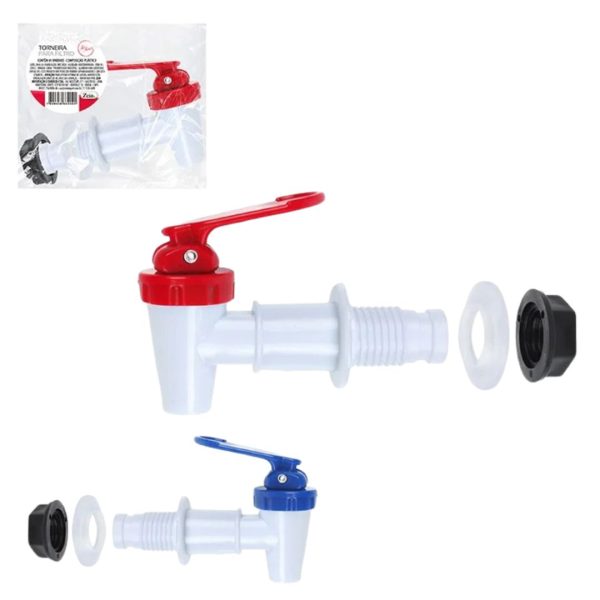 Torneira para Filtro Zein – Plástico, 7x5cm, Branca com Válvula Azul