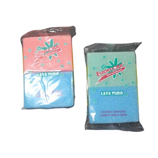 Esponja Multiuso Lava Tudo 2 Unidades - 10x7x2 cm - Diversas Cores