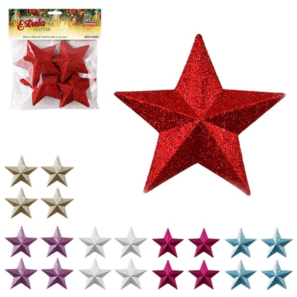 Estrela Gliter 7Cm C/4Pcs