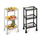 Fruteira Organizadora Retangular 3 Partes De Plastico - Branco E Preto