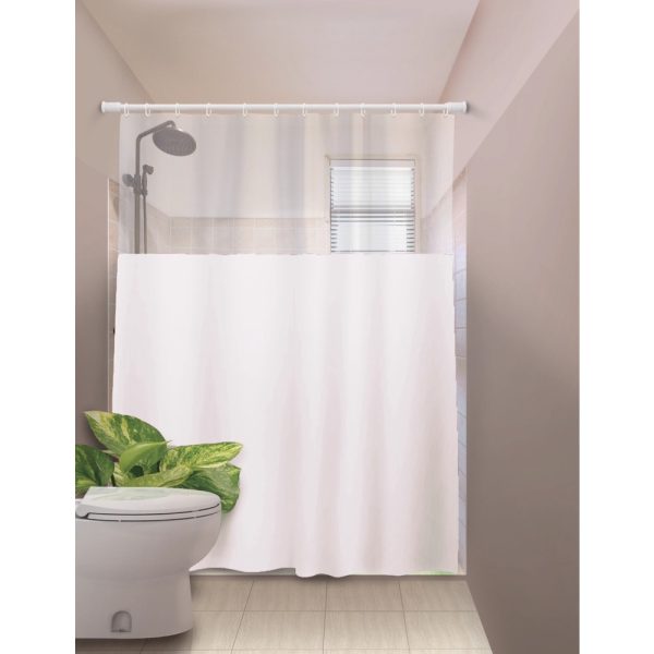 Cortina De Box Vinil Com Visor Retangular Lisa