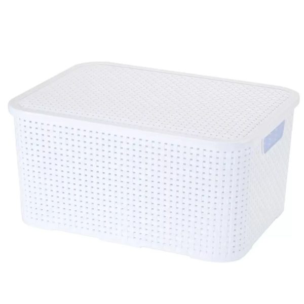 Mini Caixa Rattan Branca - 7 L
