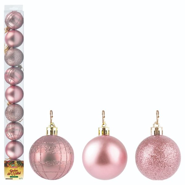 Bola Tb Cristal 5Cm 9Pcs Rose