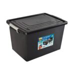 Caixa Organizadora Preta com Tampa e Trava Prata - 56 Litros - Imagem 2
