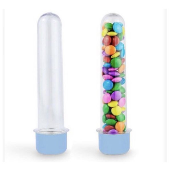 Kit 10 Tubetes Para Festa Tampa Lisa - Azul Claro