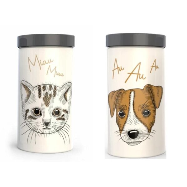 Pote Branco Para Ração De Pets De Plastico 1,8 litros