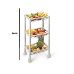 Fruteira Organizadora Retangular 3 Partes De Plastico - Branco E Preto - Imagem 3