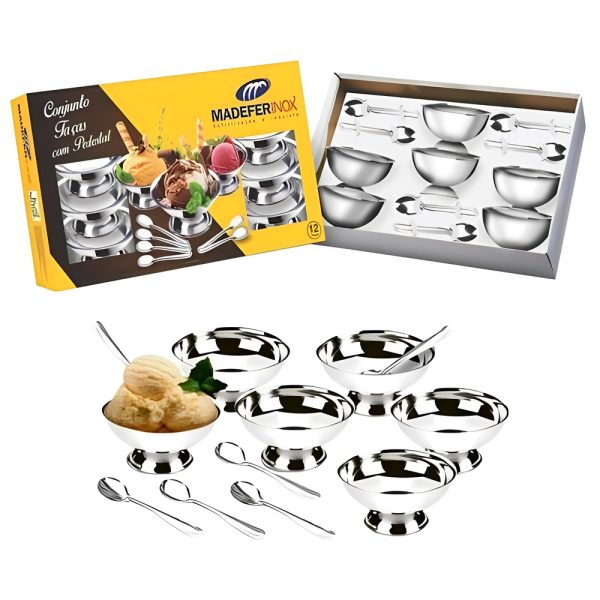 1-683 Conjunto Sobremesa Inox Com Pedestal 12Pcs 7898901928836