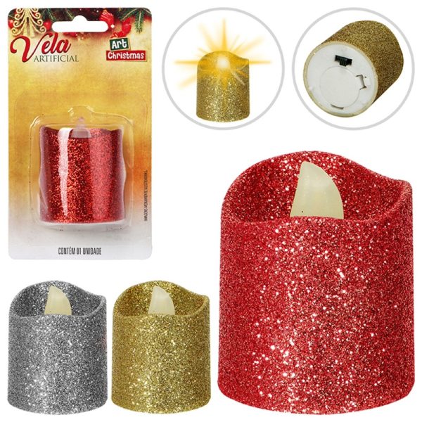 Vela Artificial Glitter 4,5Cm