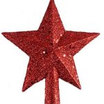 Enfeite Natal Ponteira Estrela C/Glitter (Vermelho