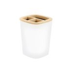 PORTA ESCOVAS PLASTICO/BAMBU 7,5X10,5CM