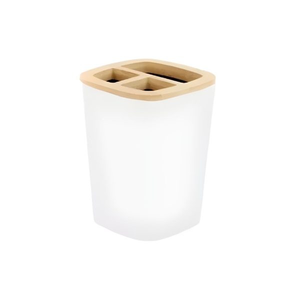 PORTA ESCOVAS PLASTICO/BAMBU 7,5X10,5CM