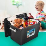 Caixa Organizadora Preta com Tampa e Trava Prata - 56 Litros