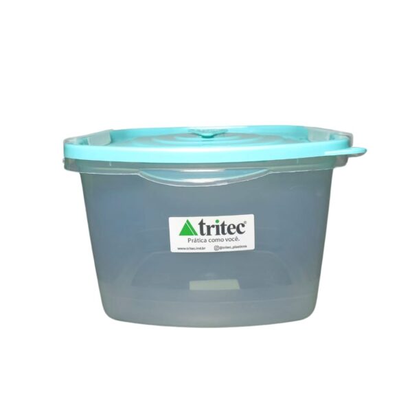 Pote Hermético Quadrado 1600ml Tritec com Tampa Super Click - Branco, Laranja e Verde