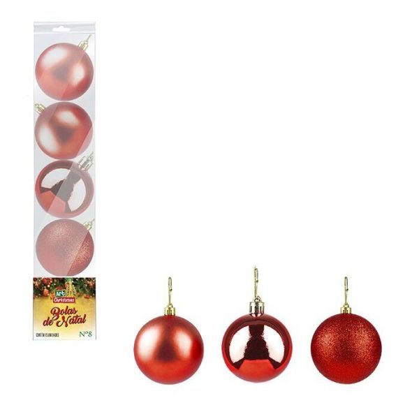 Bola Tb Lisa 8Cm 5Pcs Vermelha