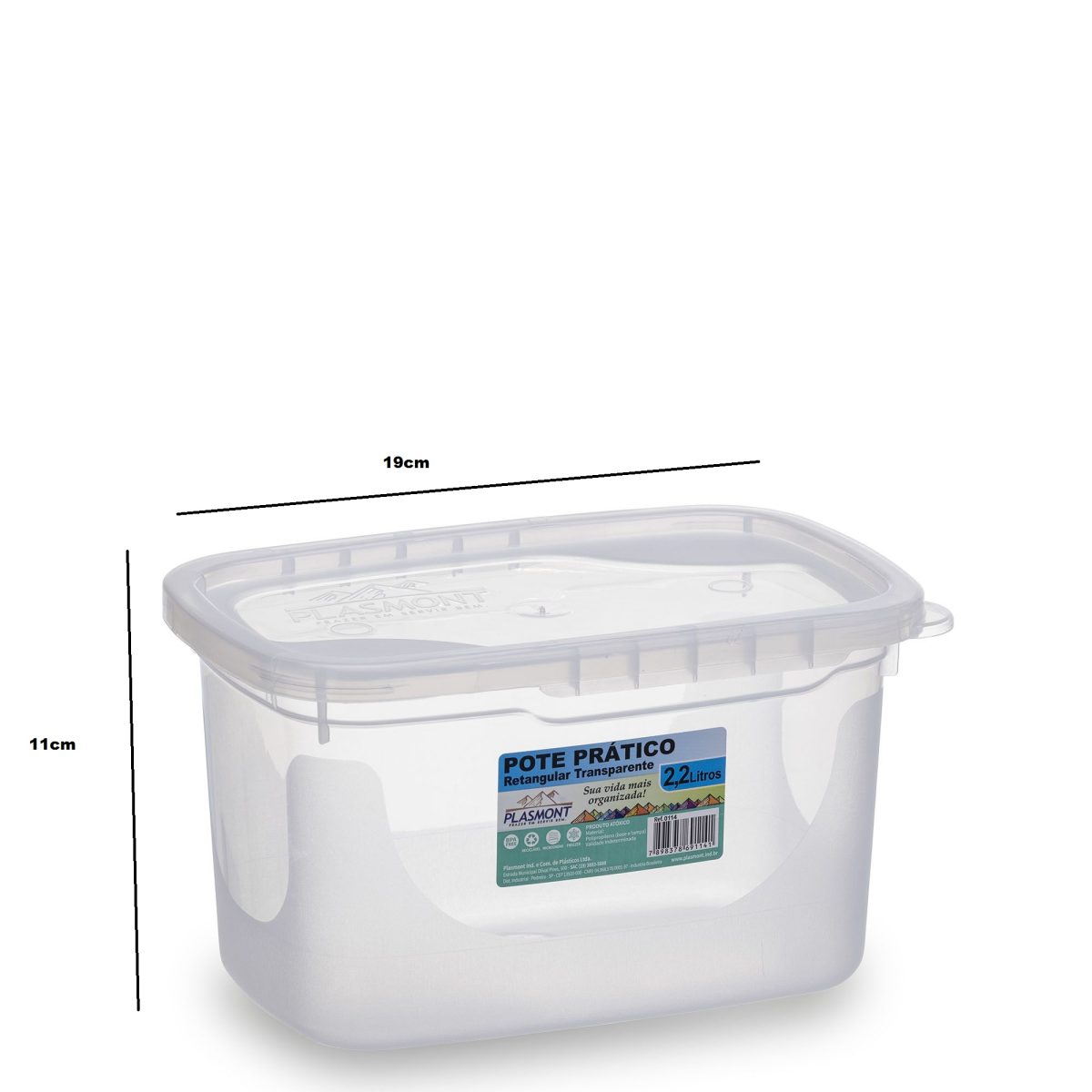 Pote Pratico Retangular 2,2L Transparent- Plasmont - Imagem 2