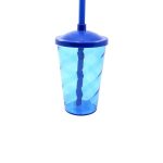 Copo Twister 400ml Com Tampa E Canudo Azul