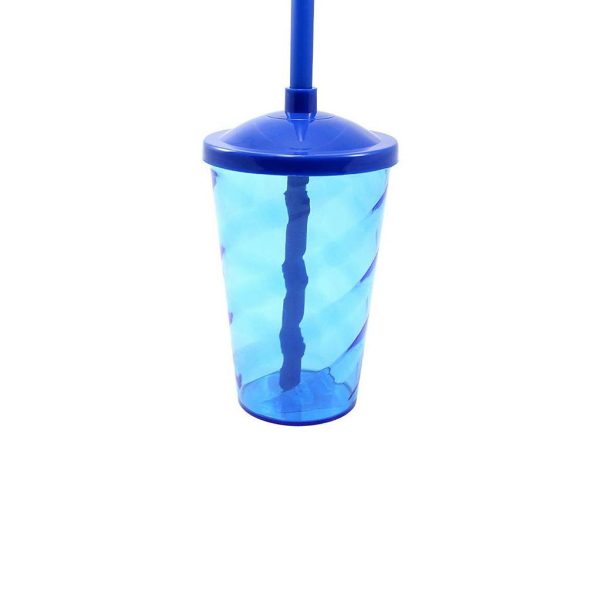 Copo Twister 400ml Com Tampa E Canudo Azul