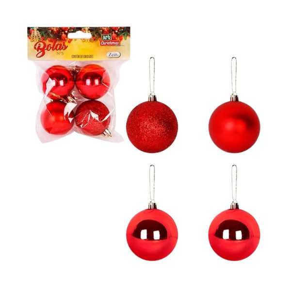 BOLA SAQ LISA 5CM 4PCS VERMELHA