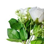 Buquê de Rosas Brancas Artificiais com 5 Flores e Folhagens Realistas - 30 cm - Imagem 3