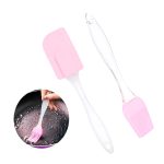 Conjunto de Espátula e Pincel de Silicone com Cabo Plástico Transparente – 19cm (Cores Azul, Verde e Rosa)