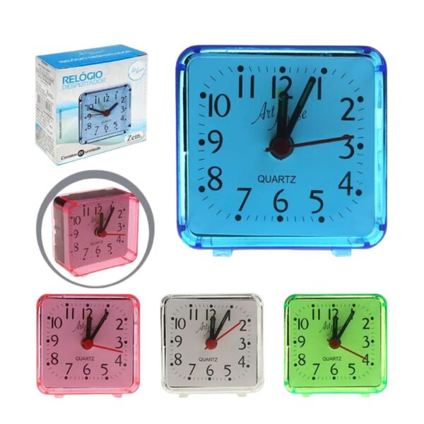 Relógio Despertador Mini Acrílico Quadrado 6x6 cm